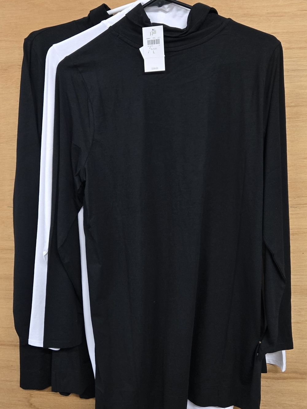 (3)J.Jill Long Sleeve Tops Black & White Size Large NWT